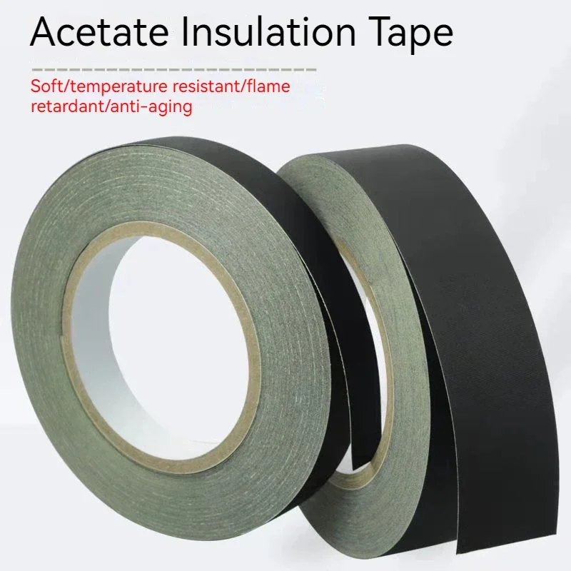 30M 5~50MM 1PCS Flame Retardant High Temperature Insulating Acetate Cloth Tape For LCD Repairing Black Acetic Acid Adhesive Tape