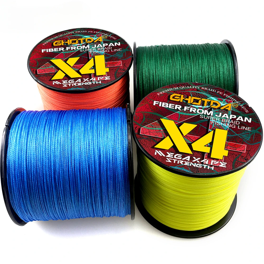 GHOTDA 0.11-0.5mm X4 plecione żyłki wędkarskie 4 pasma 300M 500M cienki przewód multifilamentowy 10-80LB karp Fly Fishing Cord zielony kolor