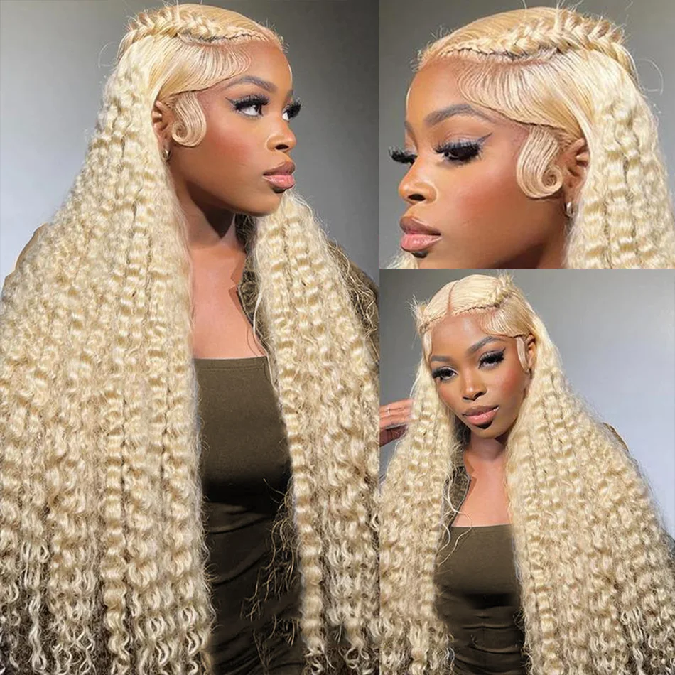 

Deep Wave 613 Lace Front Wig Human Hair 13X6 30 32 Inch Blonde Wig Human Hair 220 Density Pre Plucked Lace Frontal Wig For Women