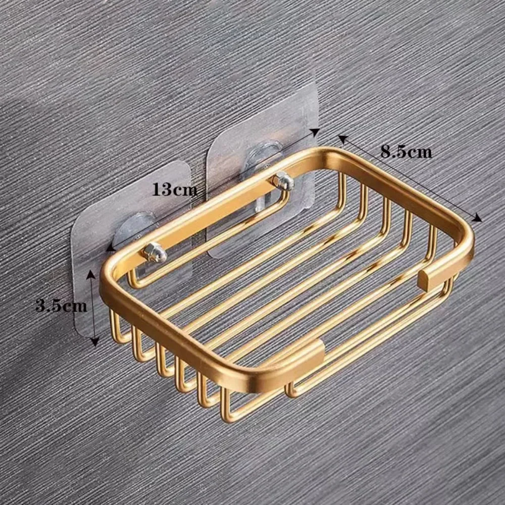 Soap Holder Dish Storage RackGold Soap Dish for Shower Creative Hanging Drain Rack,Self Adhesive Soap Dish Holder view 2
