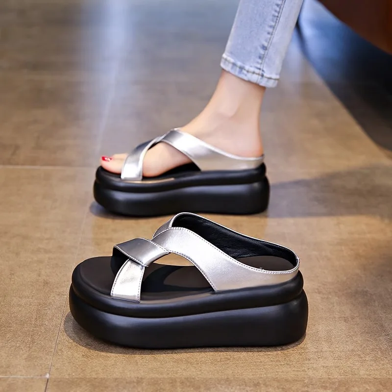 

Thick-soled Wedge Sandals for Women Summer Outdoor Fairy Style Versatile and Comfortable Platform High Heel Slippers with Dress