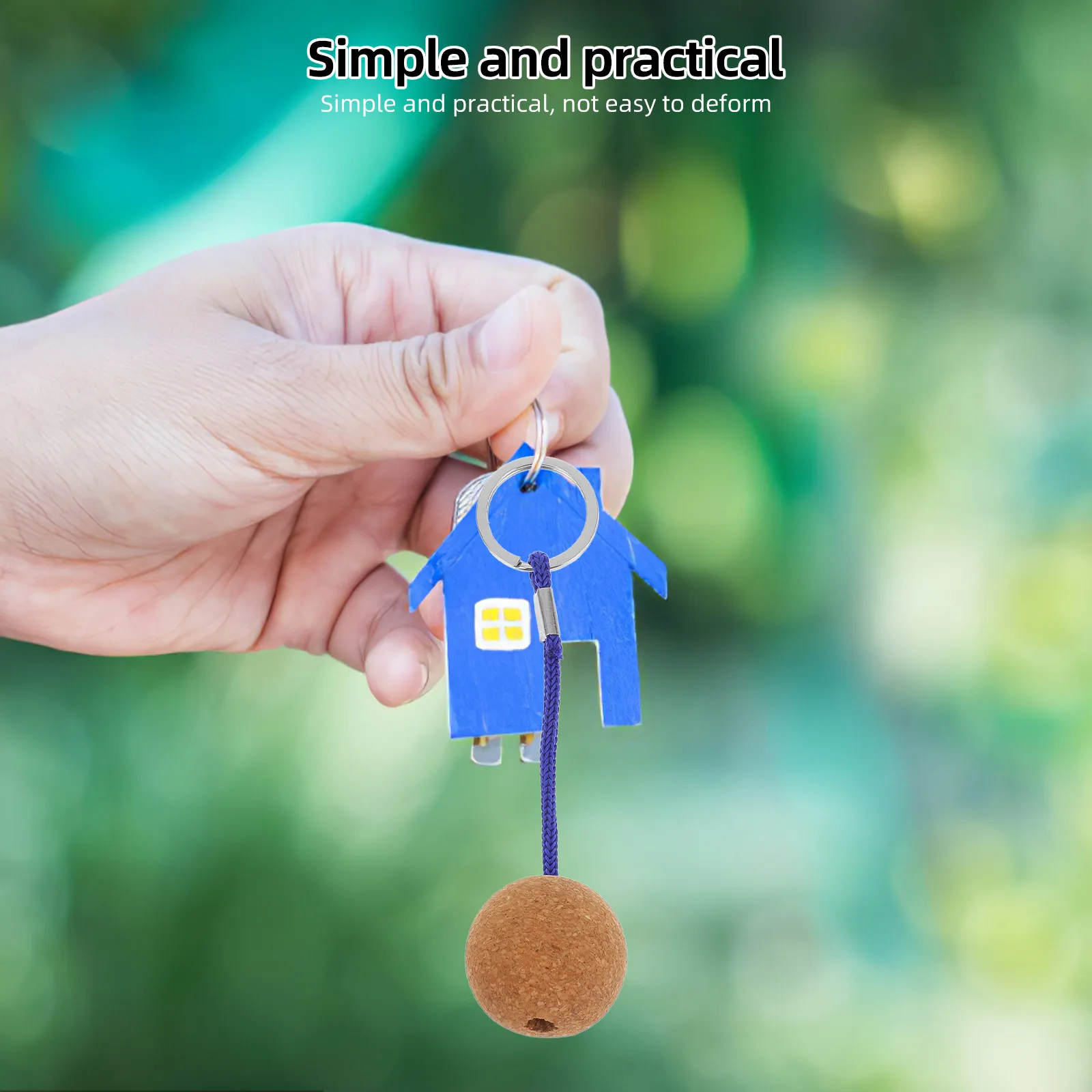 2Pcs Creative Floating Cork Ball Keychain Buoyant Key Ring for Kayaking Boating Fishing Surfing Sailing Water Sports Portable