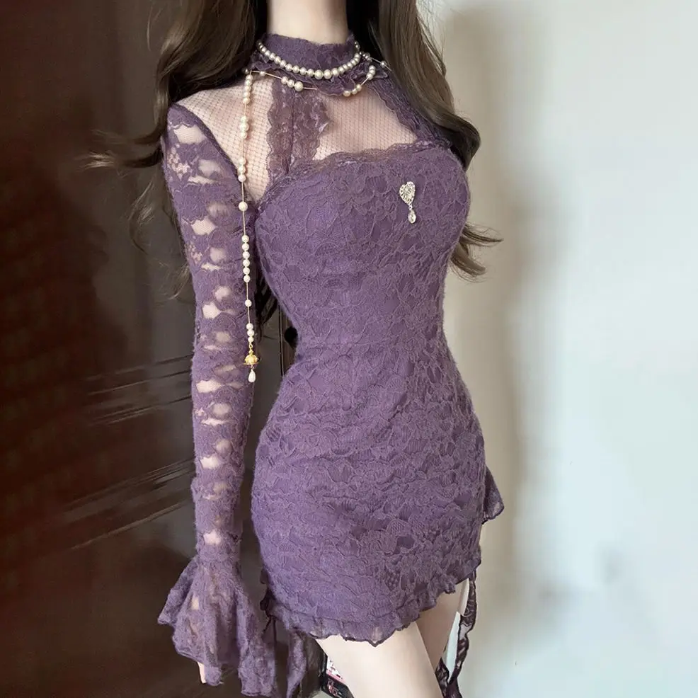 

Summer Dress for Women Summer New High-end Pure Sexy Hot Girl Style Designed Niche Lace Halter Neck Fashionable Short Dress