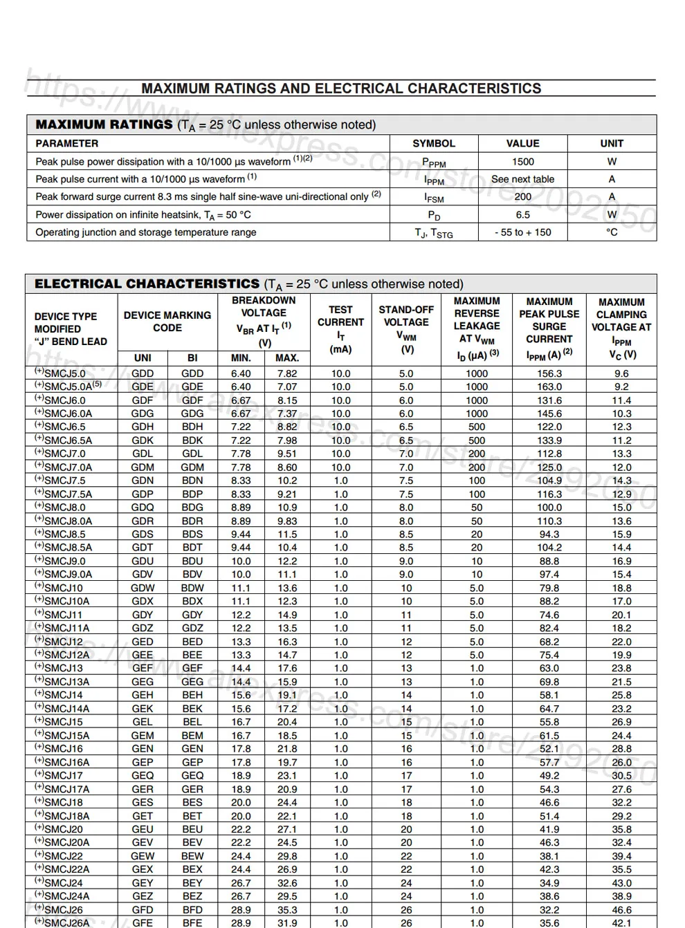 JASNPROSMA 200 個 850 個 SMCJ SMCJ100 SMCJ100A SMCJ100CA SMCJ110 SMCJ110A SMCJ110CA SMCJ120 SMCJ120A SMCJ120CA ダイオード DO214AB