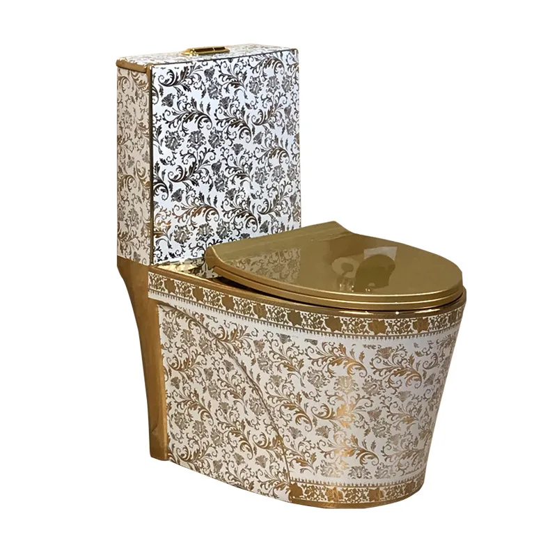 

Golden pattern , colored, water-saving flush toilet, gold toilet