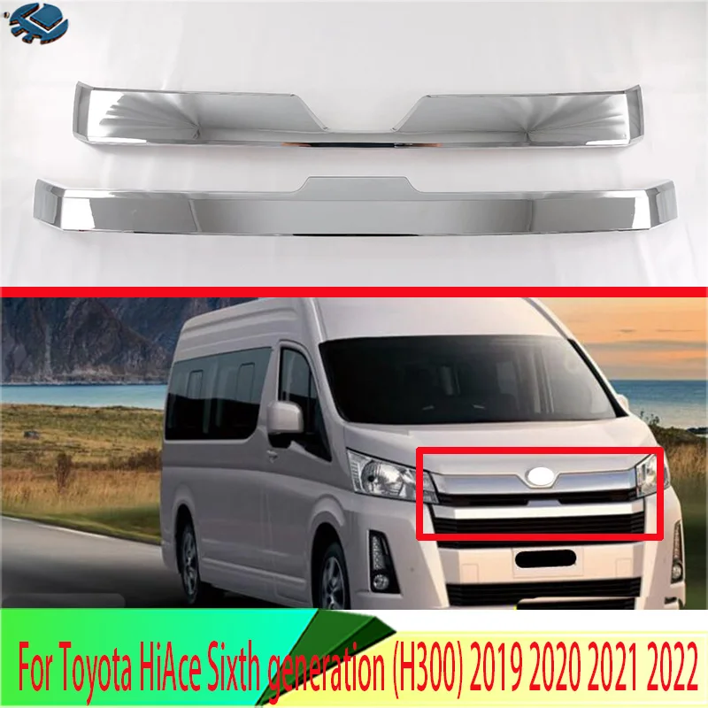 For Toyota HiAce Sixth Generation (H300) 2019 2020 2021 2022 ABS Chrome Front Center Mesh Grille Grill Cover Radiator Strip Trim