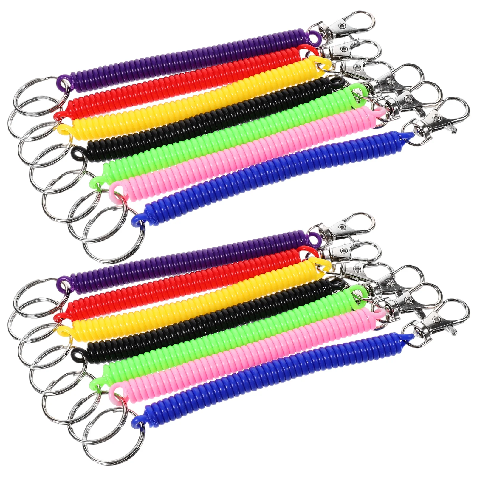 

14 Pcs Spring Rope Anti Lost Elastic Keychains Phone Keys Black Red Blue Green Purple Yellow Pink Coil Lanyards Strap Plastic