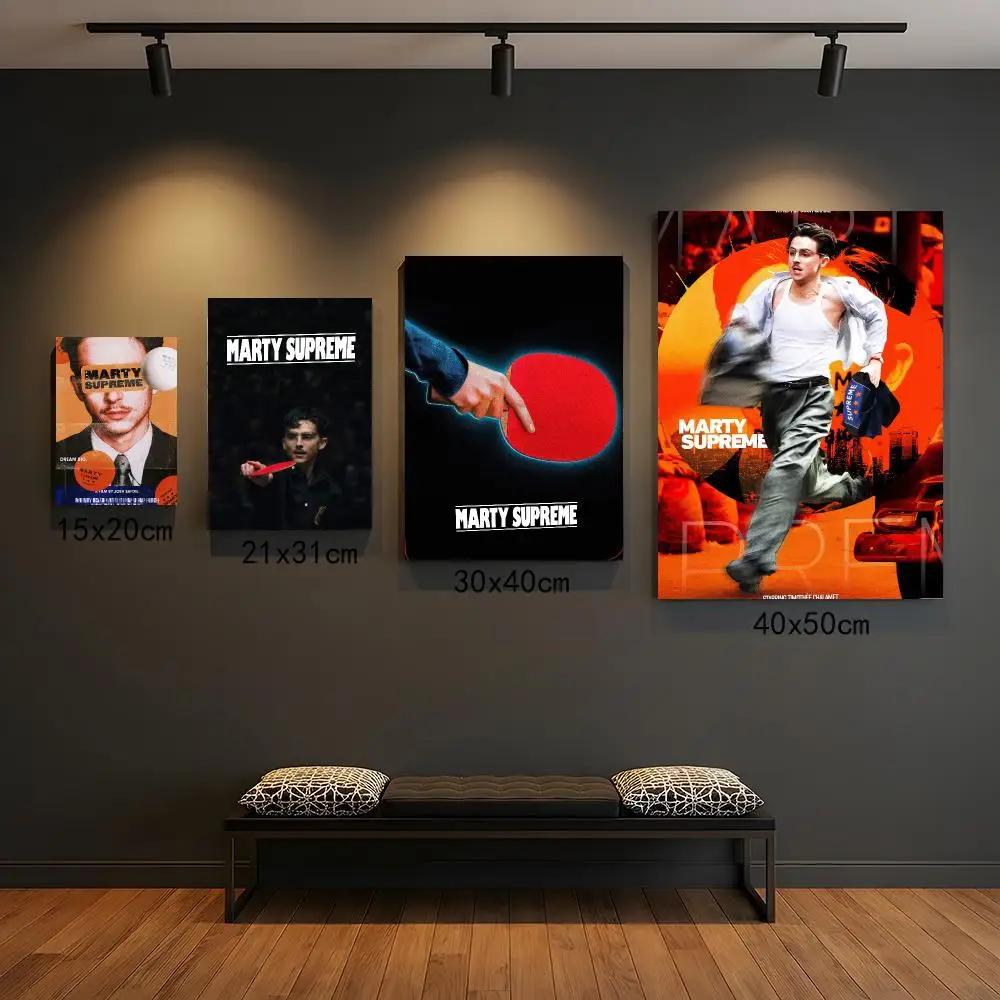 classic movie M-Marty Supreme-E Poster Self Adhesive Wall Decor for Modern Home Cafe Office and Bar
