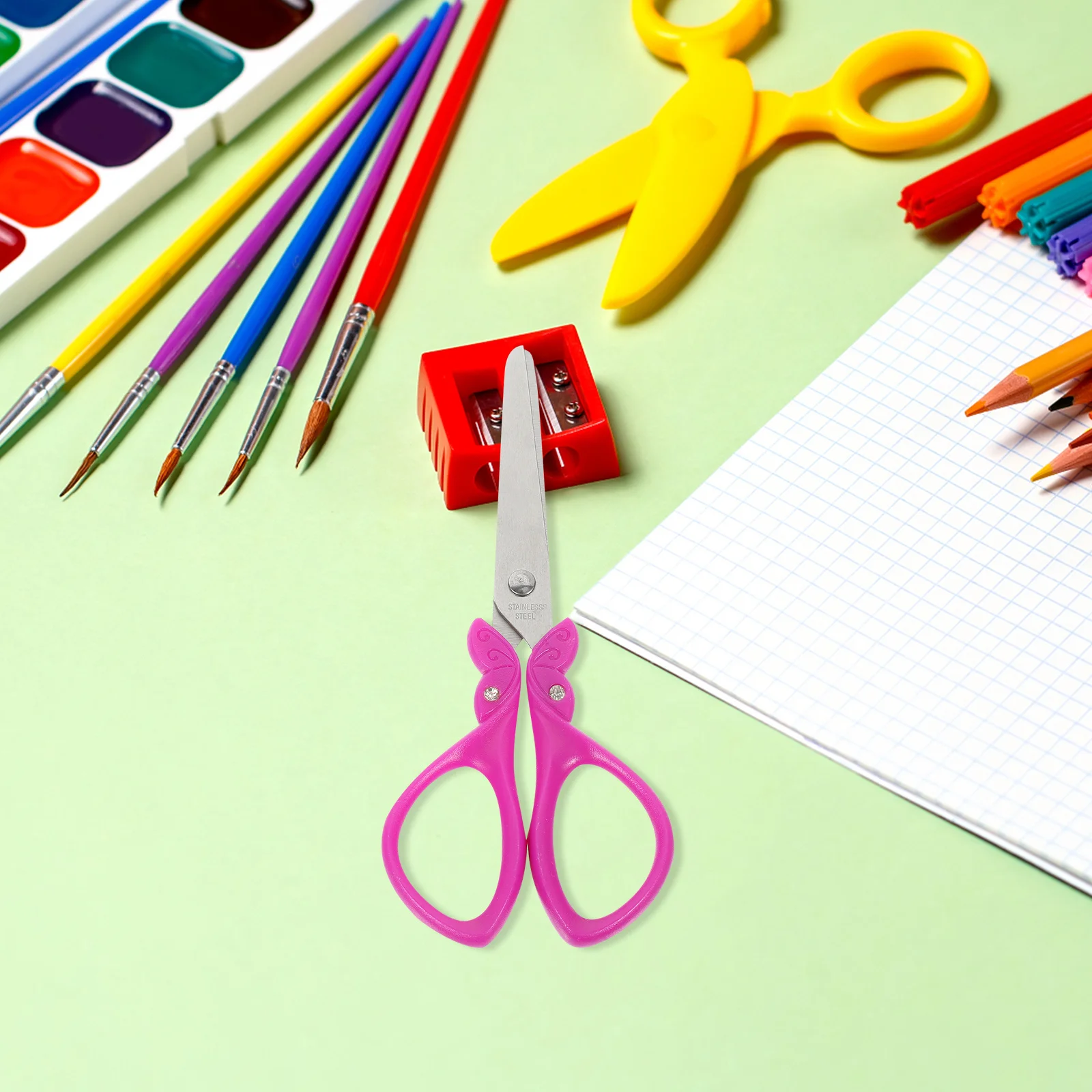 

Kids Safety Scissors Round Head Design Cute Craft Scissors for Girls Shiny Diamond Embellishment Smooth Blade Paper