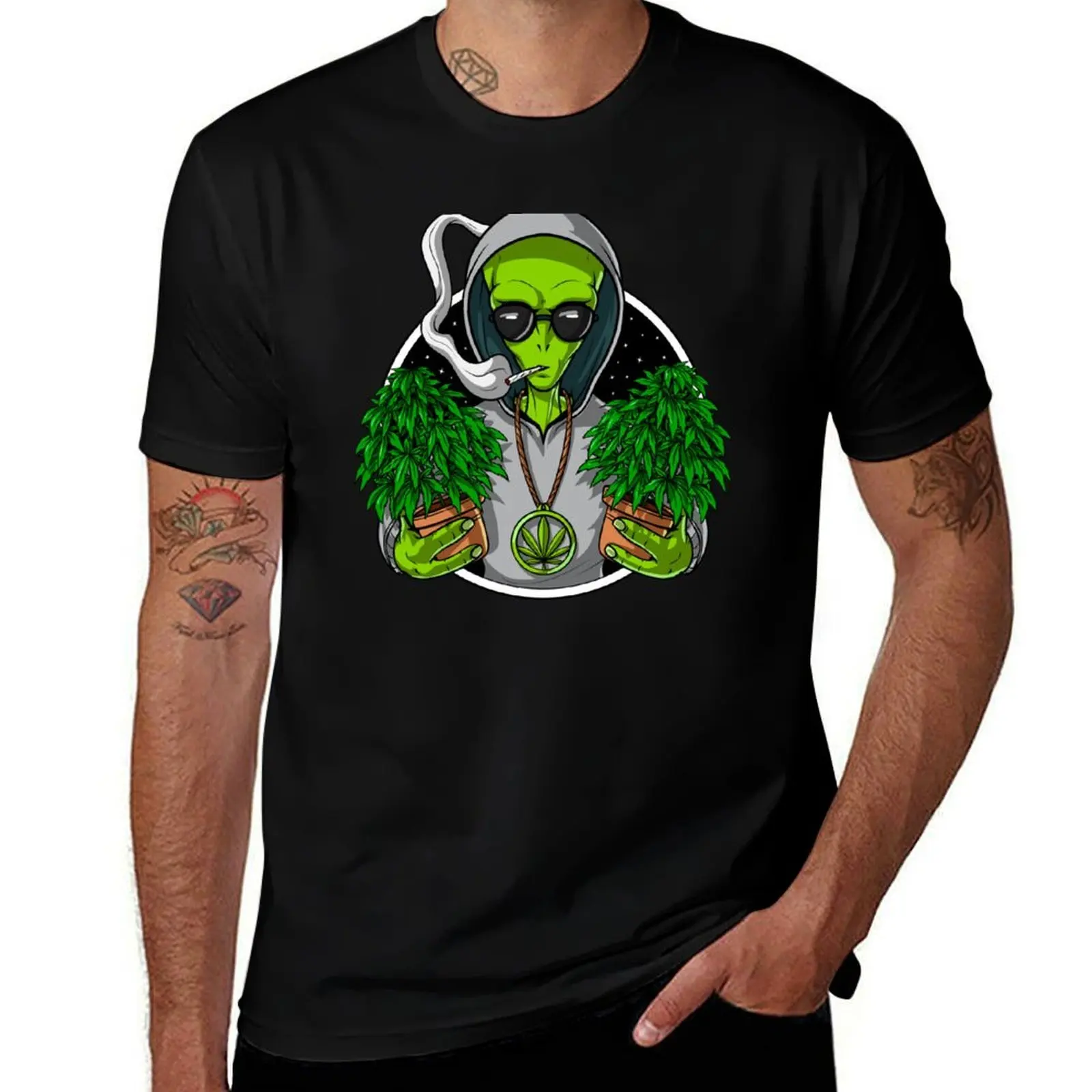 

Alien Weed Stoner T-Shirt man t shirt cotton high quality t shirt for man T-Shirt