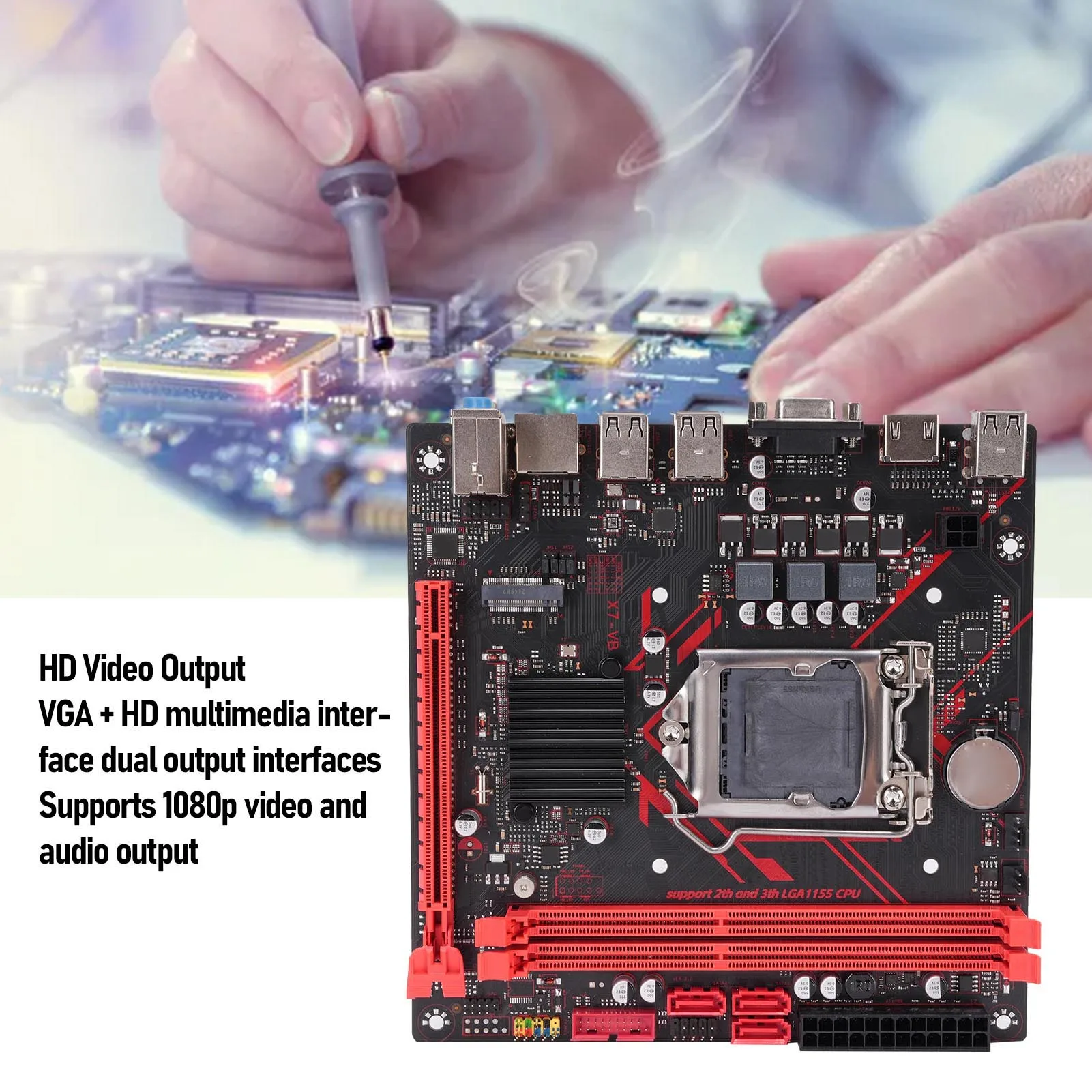 

H61 Материнская плата ПК LGA 1155, слот для компьютера, последовательный интерфейс ATA2.0, USB2.0, 1080P, выход 1920x1080, 60 Гц для M.2 NVME