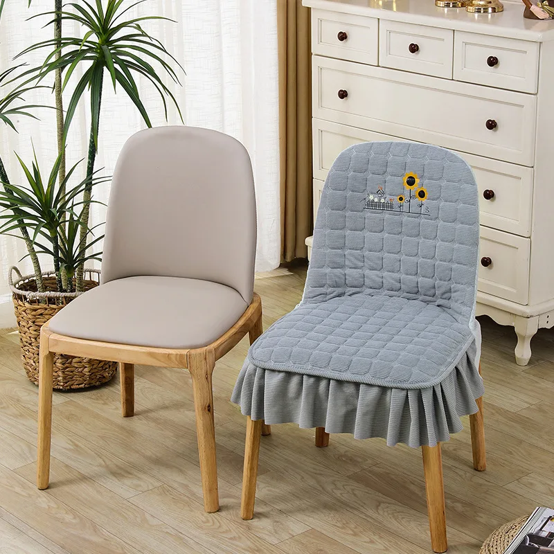 Curved Low Backrest Chair Cover Table Seat Cushion Elastic Seat Cover Protective Cover Full Skirt Stool Case Home Decoration