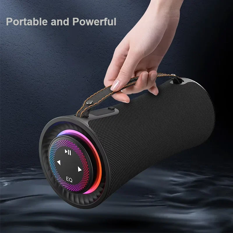 T16 Portable Waterproof Bluetooth Speaker 80W 2.1 Channel RGB Light Tiny Waist Tower Design HIFI Stereo Boombox with Subwoofer