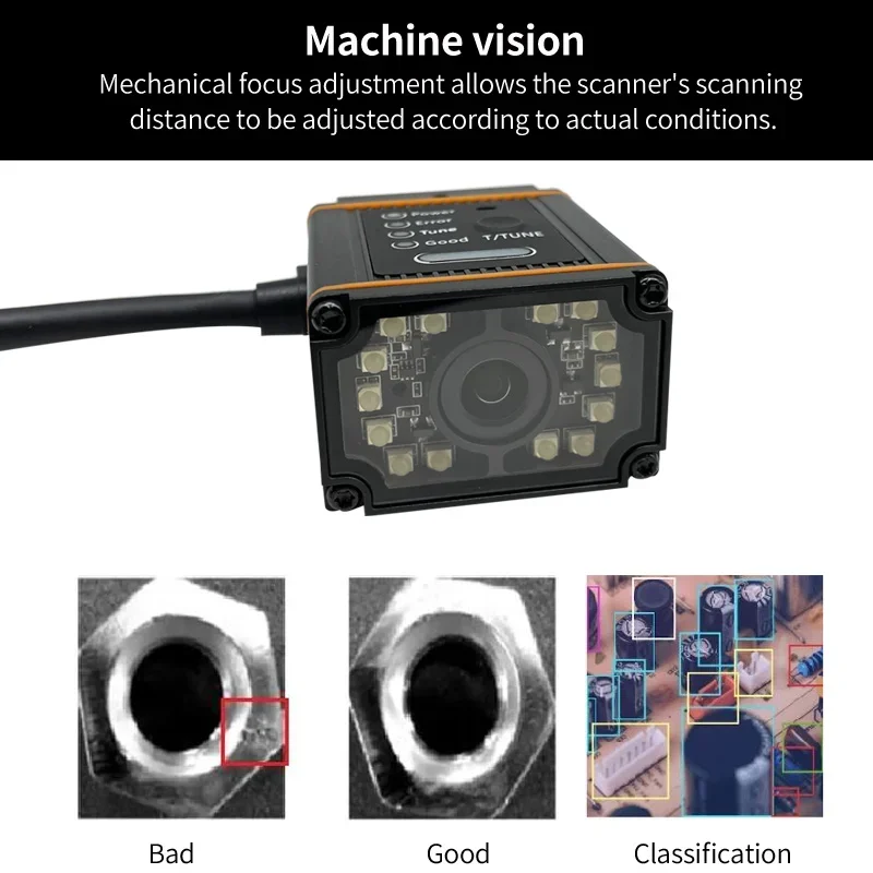 เครื่องสแกนบาร์โค้ดความละเอียดสูงแบบเมกะพิกเซล มาตรฐาน IP65 สำหรับงานอุตสาหกรรม เครื่องอ่านโค้ด 2 มิติ แบบติดตั้งถาวร