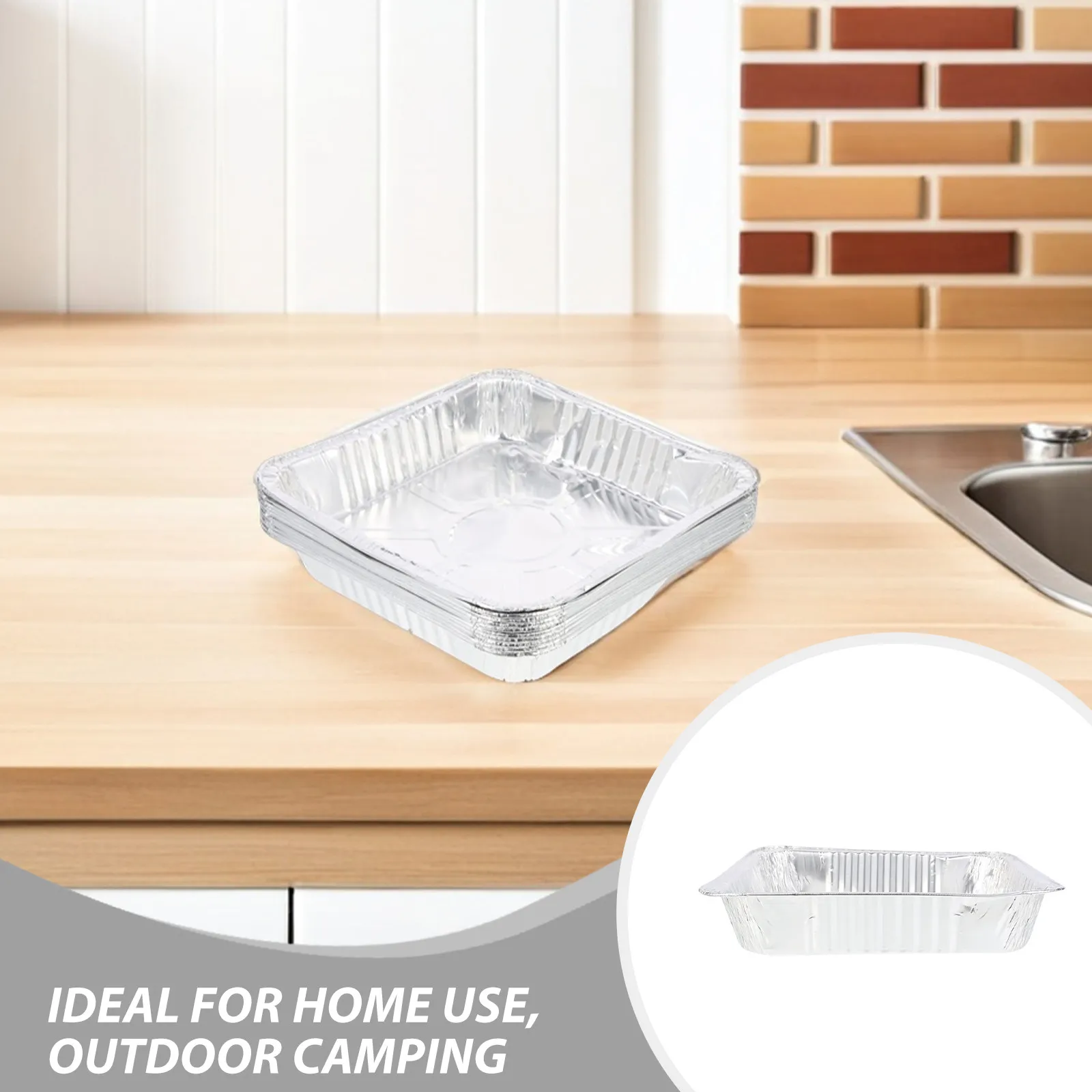 20Pcs Heavy Duty Aluminum Foil Trays Square 1440Ml Stackable Baking Pans for Cakes Bread Grilling Barbecue Meal Prep Foil
