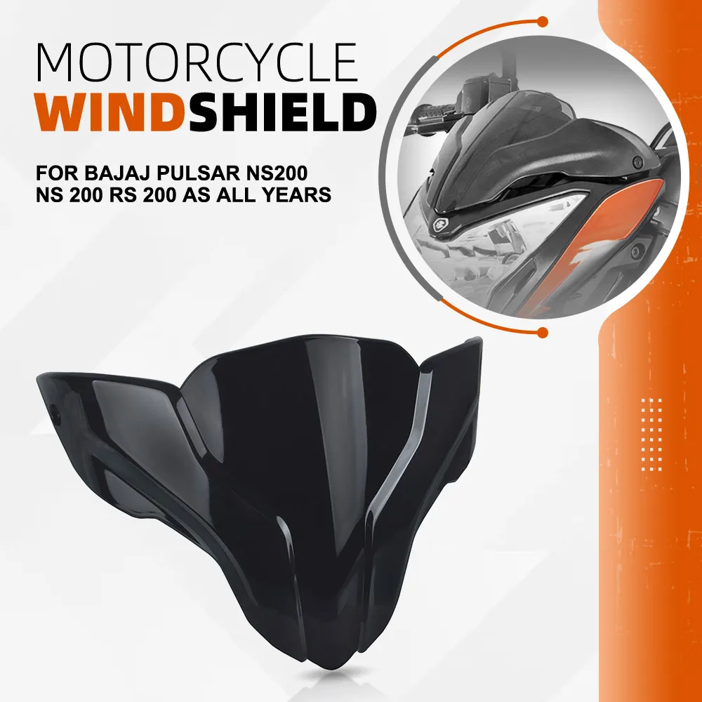 

Windscreen For BAJAJ Pulsar NS200 NS 200 RS 200 AS ALL YEARS Motorcycle Accessories Windshield Windproof Wind Screen Deflector