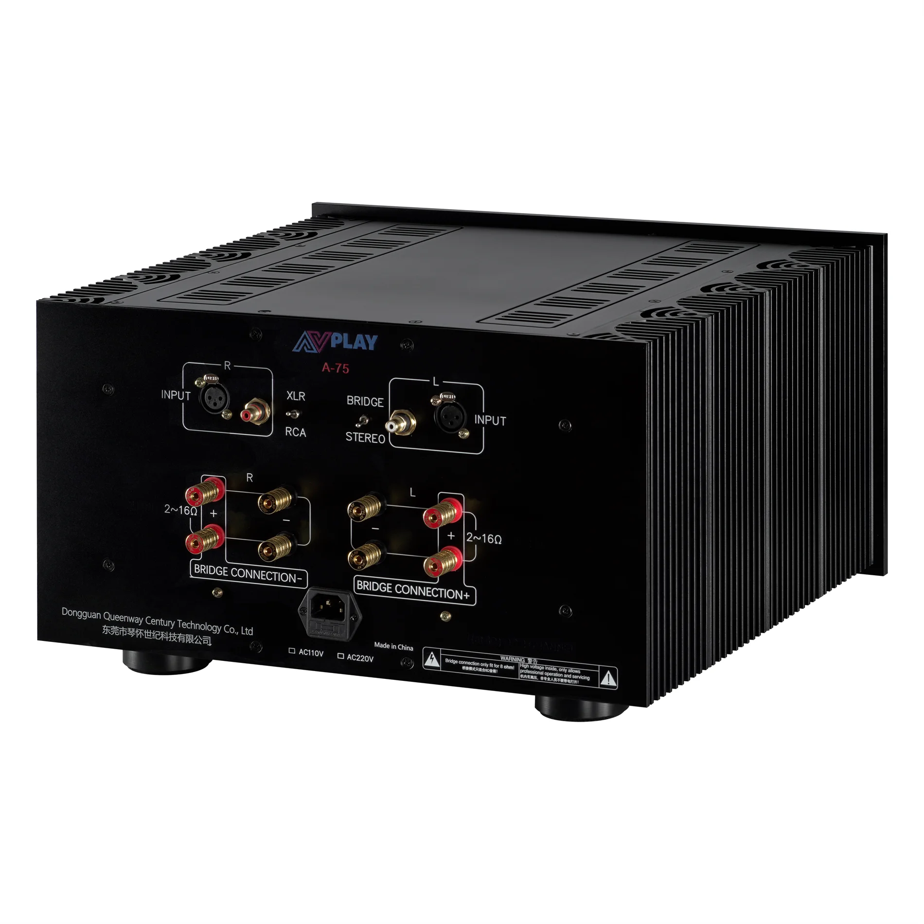 AVplay A-75 HIFI Class A 80~300W*2 Power Amp Amplifier Voltage Digital Temperature LCD Display Bridge 800W*1 A+B Output