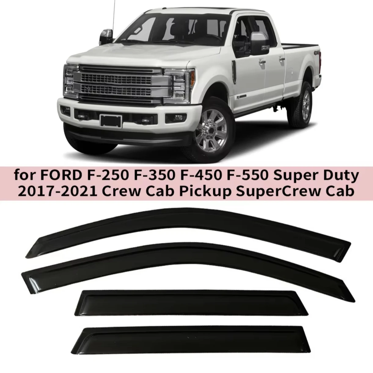 

Для FORD F-250 F-350 F-450 F-550 Super Duty 2017 2018 2019 2020-2025 Crew Cab Пикап Ветровые дефлекторы Дождевики Дверной козырек Вентиляционное отверстие