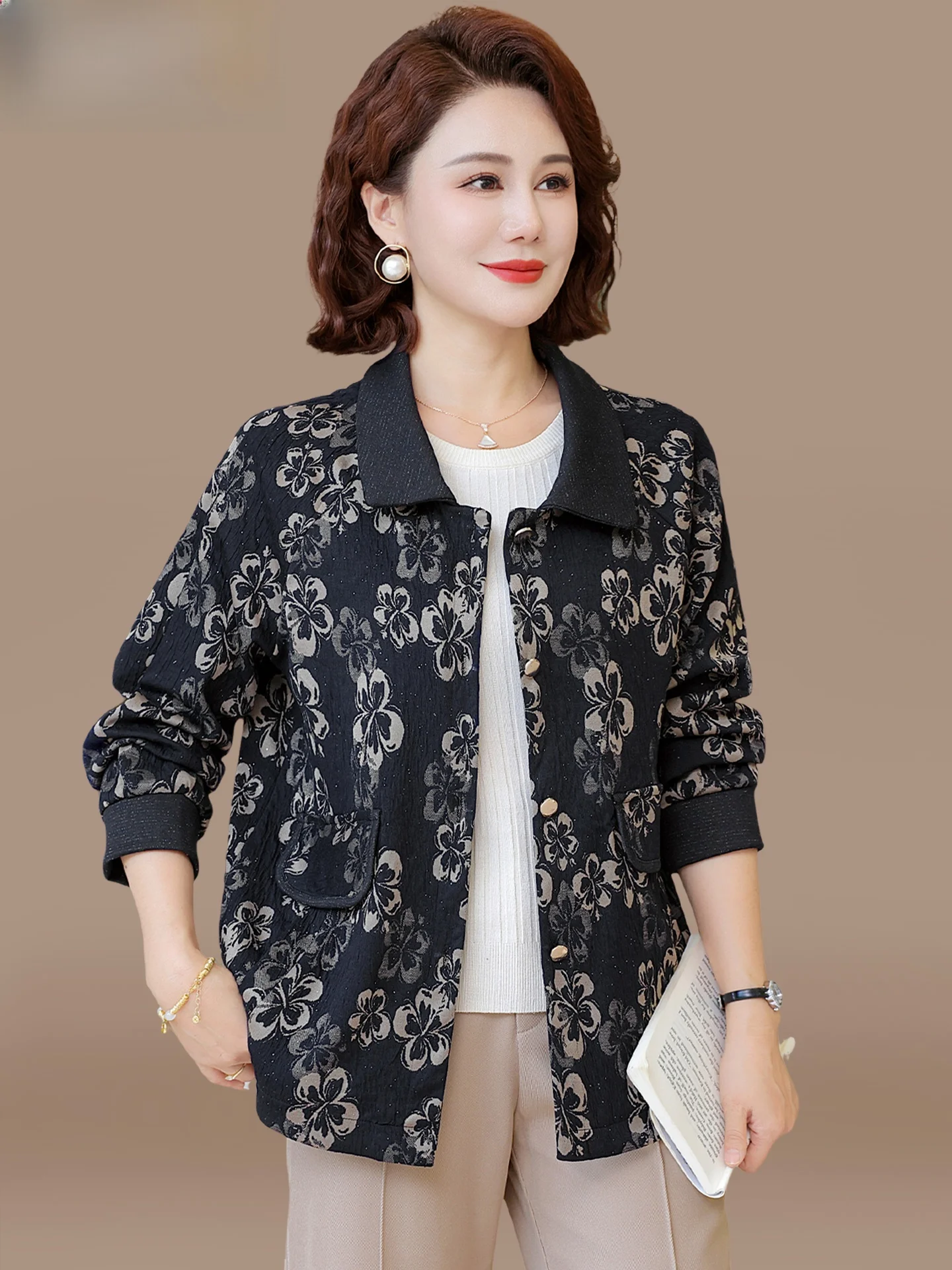 

Sli Autumn Outerwear Jaet for Middle-Aged And ly Women Faionable Korean Brand Top Polyester Fiber Loose Fit
