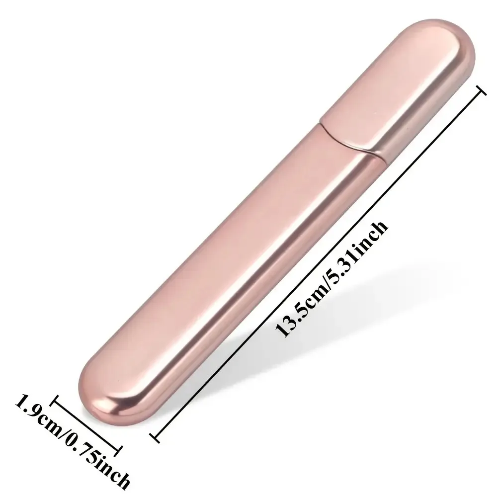 Lima de uñas de cristal dorado rosa, superficie polvo de diamante para uñas naturales y acrílicas, herramienta de manicura reutilizable e inodoro, 1 ud.