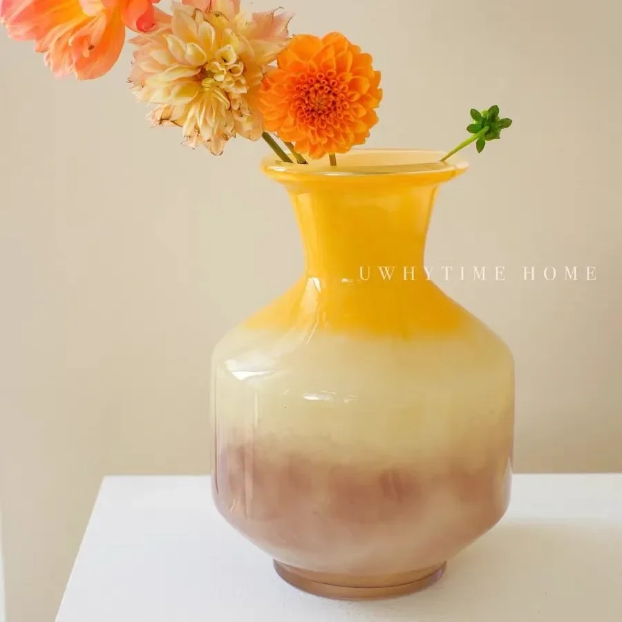 

CLL design medieval style vase sunset gradient art glazed glass vase ornament living room