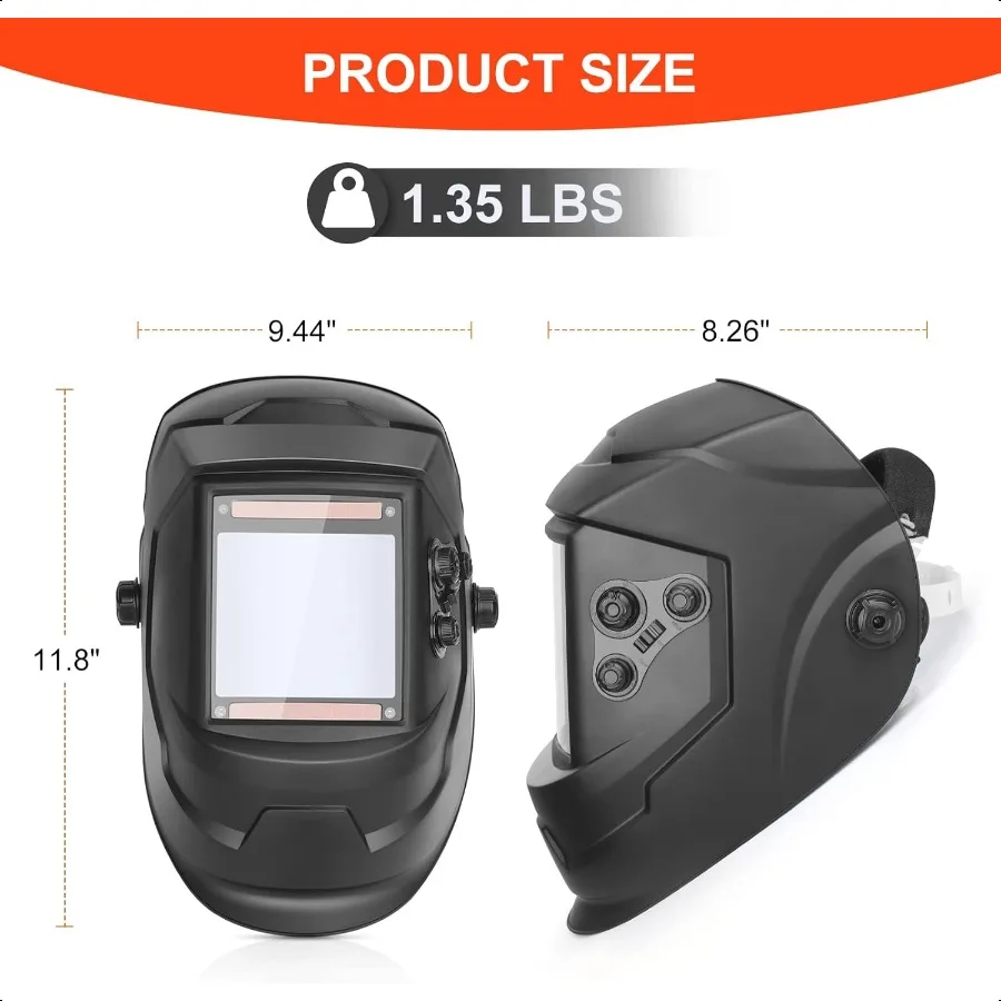 溶接ヘルメット自動遮光溶接マスク 3.94 x 3.66 大型ビュー トゥルーカラー ソーラー駆動 調整可能なシェード範囲 4 59 913