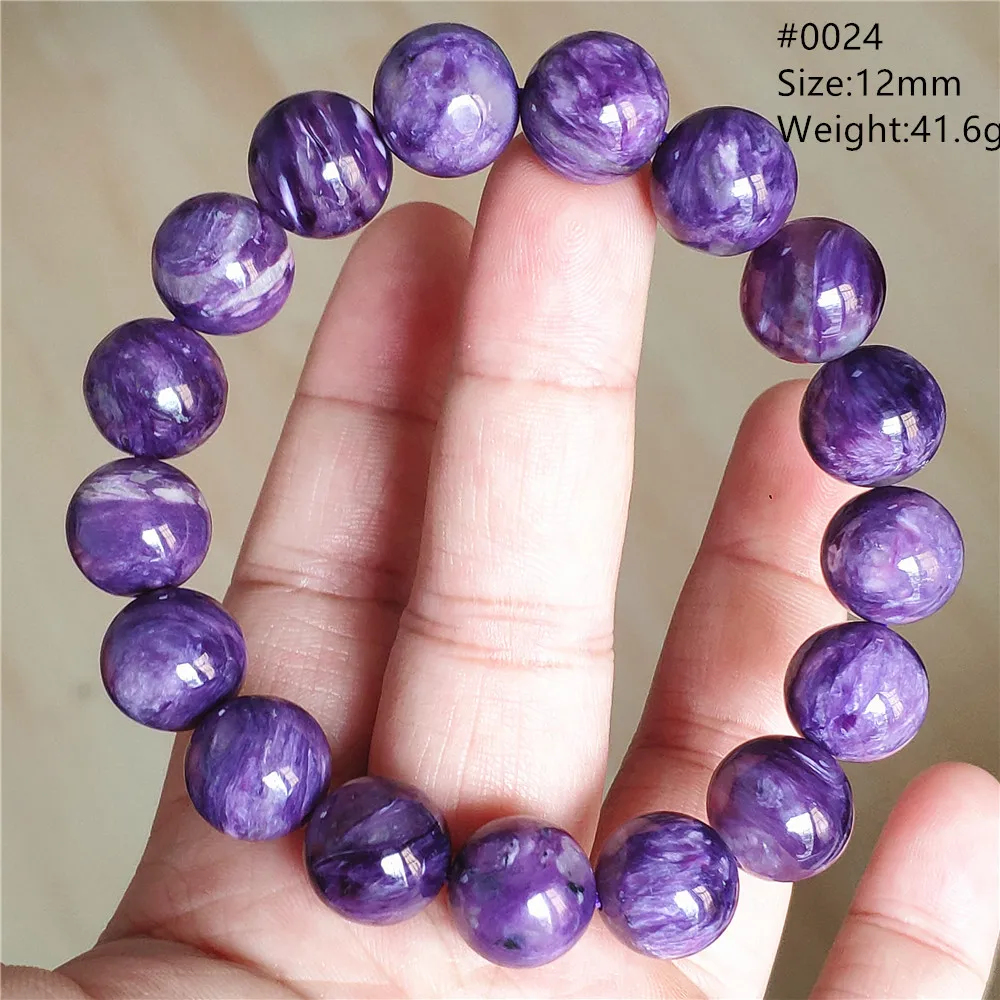 

Natural Purple Charoite Round Beads Bracelet Stretch Russia Charoite Pattern 11mm 12mm 13mm 14mm For Women Men Fashion AAAAAA