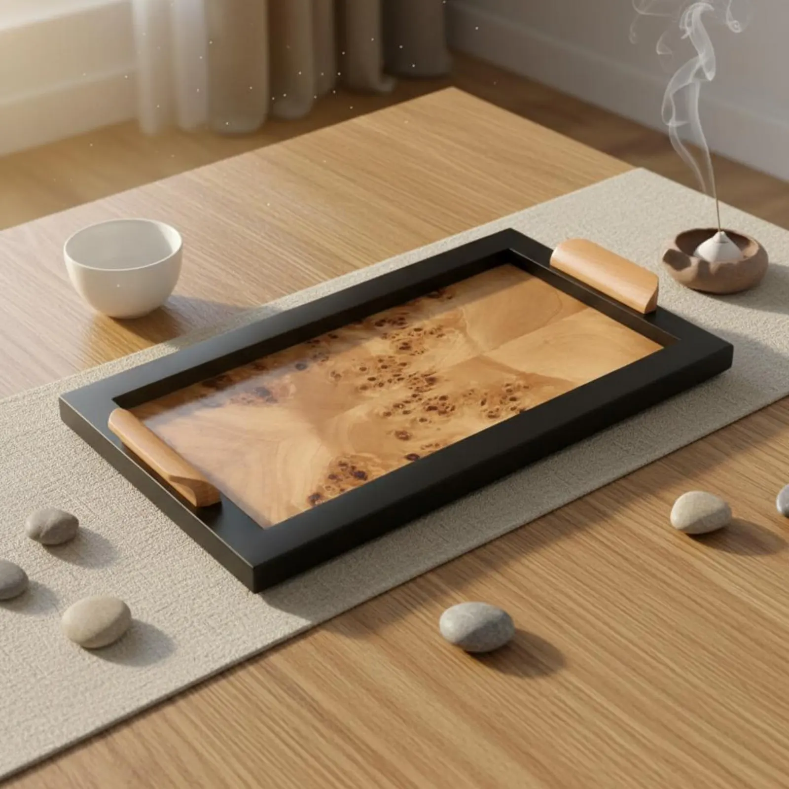 Wooden Tray Solid Wood Rectangular Tray Charcuterie Board Decorative Grain Dining Item Raised Edges