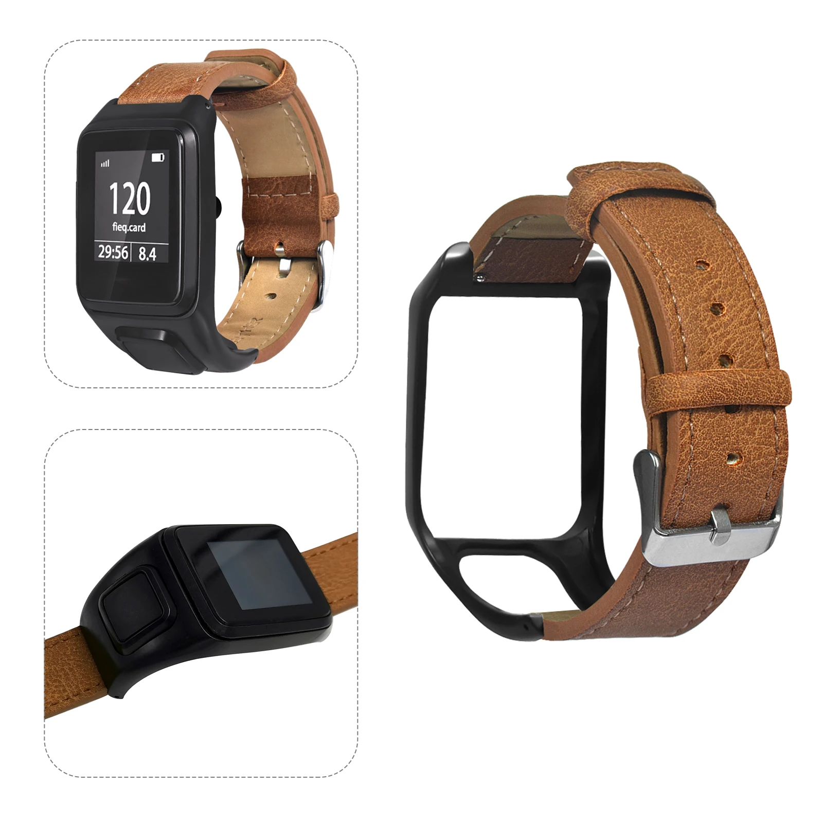 

Retro Textured Watch Band Brown Sports Watches for Men Adjustable Wristband Vintage Strap Runner 3