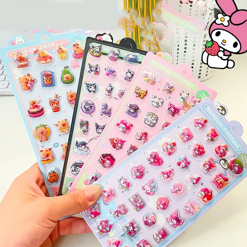 

20/40 шт. Kawaii Capybara Sanrio Kuromi Melody наклейки милый скрапбук DIY дневник декоративная уплотнительная наклейка альбом наклейка этикетка
