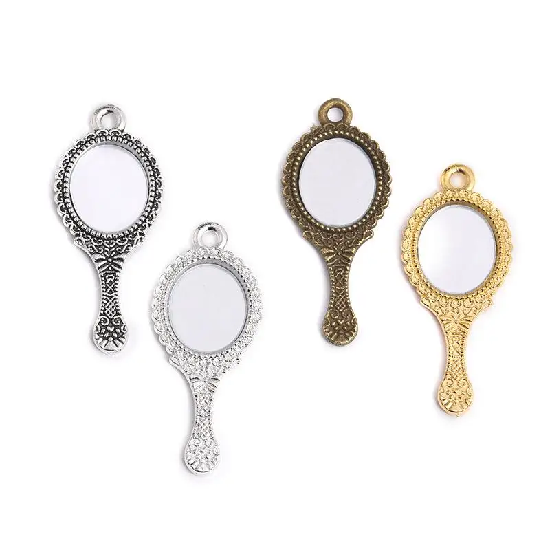 10pcs Vintage Alloy Mini Mirror Charms With Antique Engraved Design Perfect For DIY Jewelry Making Necklace Bracelet Crafts