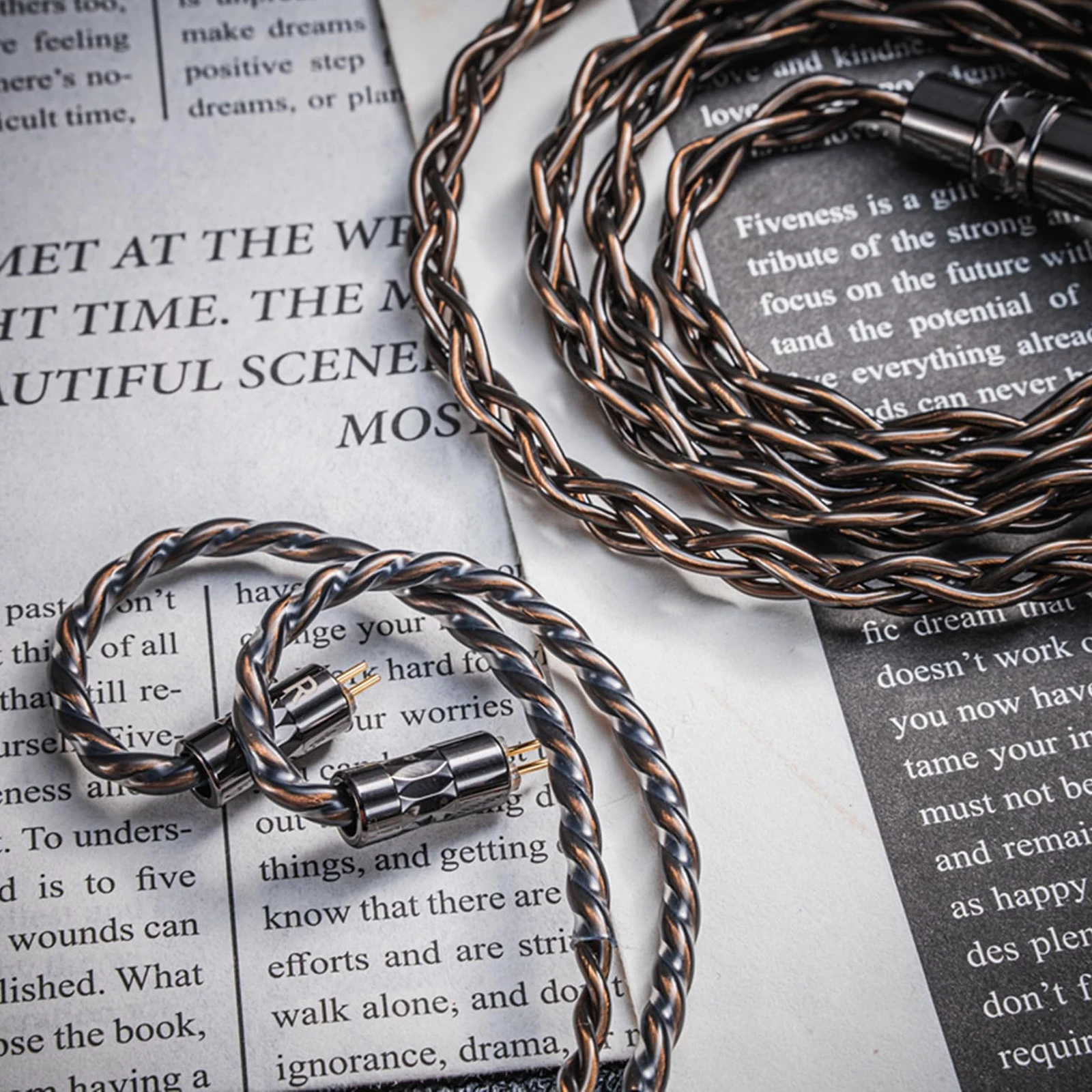 YONGSE Black Knight Earphone Cable Pure Silver + OCC + Silver-plated Cingle Crystal Copper Interchangeable 3.5+4.4mm Plug