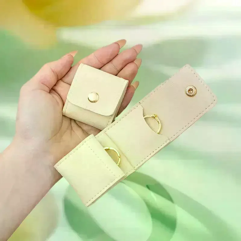 

Cute Small Microfiber Snap Closure Bags Jewelry Folding Storage Bags Stud Earring Ring Charm Necklace Organizer Gifts Pouches
