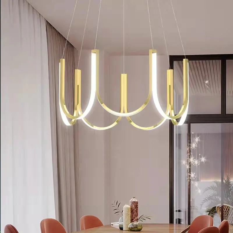 

LED Pendant Modern Lights Minimalist U Shape Chandeliers Restaurant Bedroom Light Luxury Home Decor Hanging Lamp