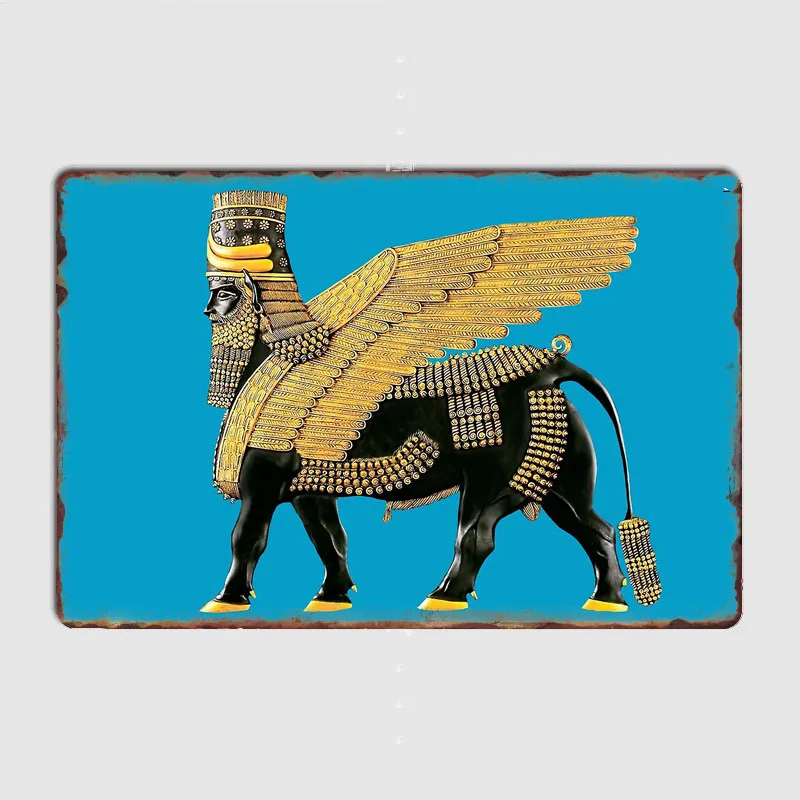 Assyrian LAMASSU CLASSIC ( WInged Bull) Metal Sign Poster Garage Bedroom Car Decoration Room Decor Club Tin Sign Home Decor