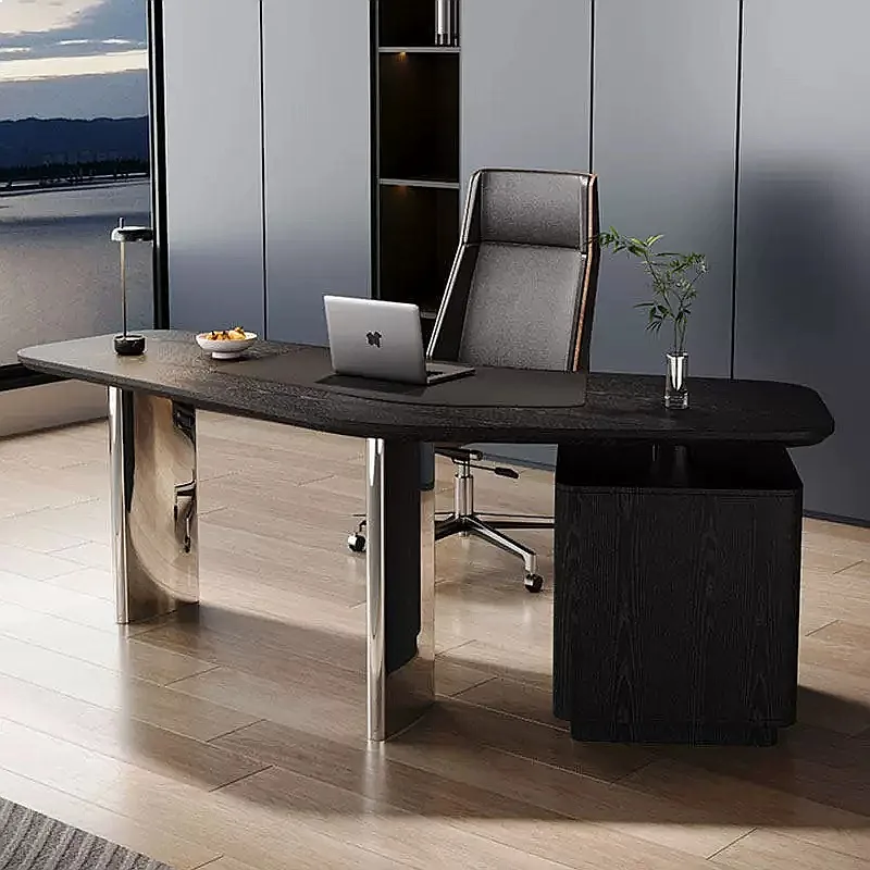 Minimalist High-End Solid Wood Desk Designer Creative Art Corner Irregular Business Study Computer Table