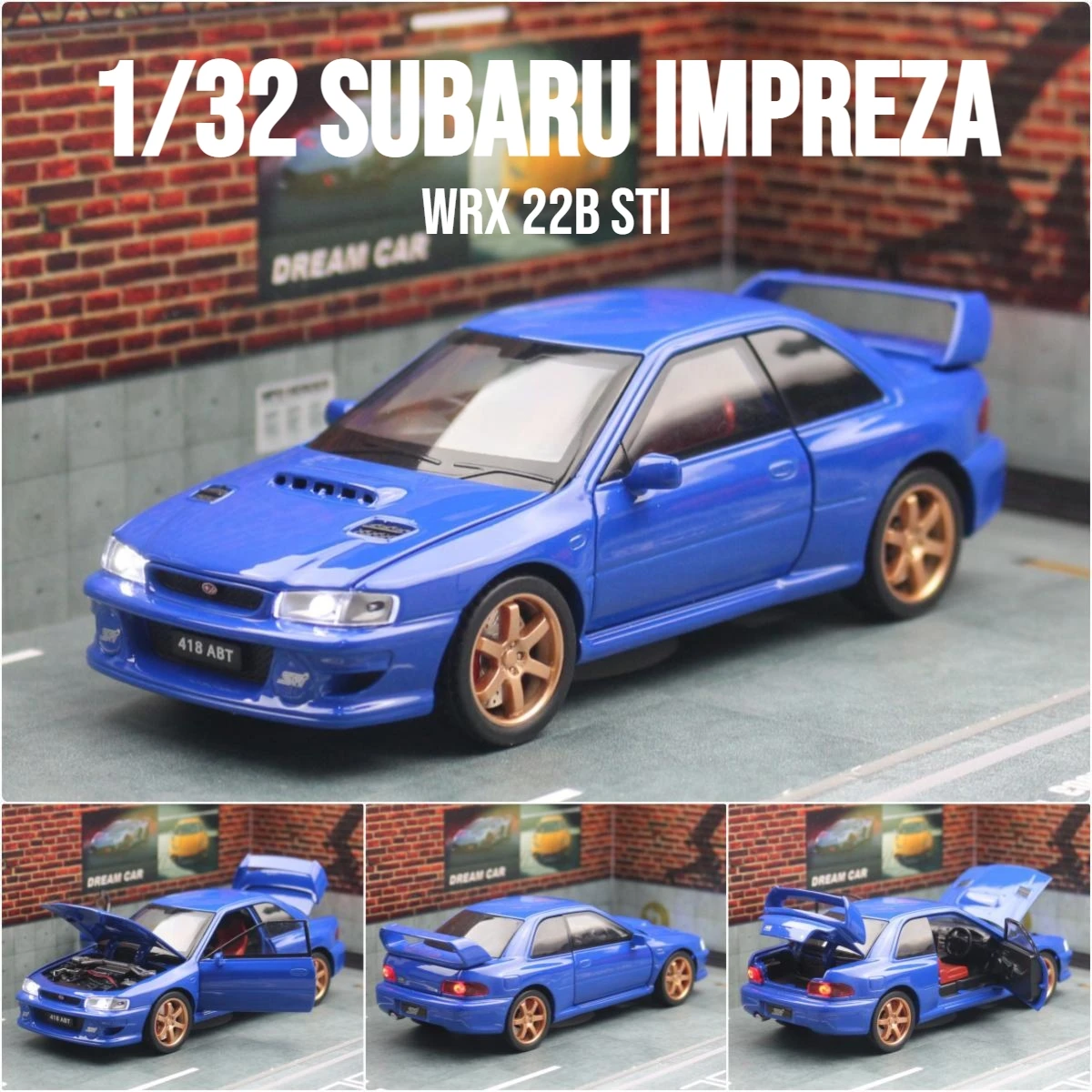 1/32 スバルインプレッサ WRX 22B STI JDM おもちゃの車モデルダイ