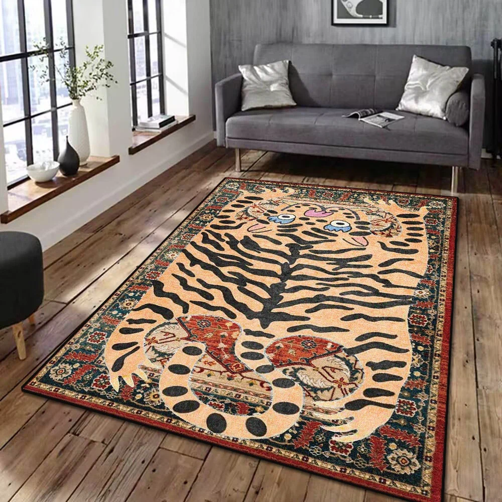 Carpet for Living Room Tiger Leopard Print Decoration Plush Home Bedroom Bedside Mat Cartoon Flufft Rug ковер Tapis Tapete 러그