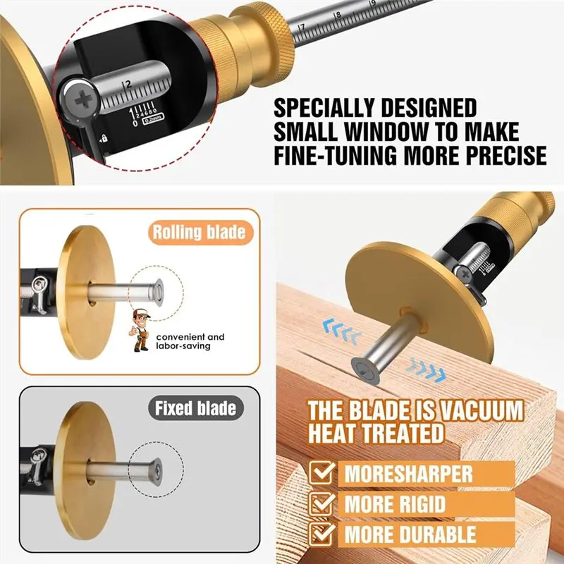 AA94-Wheel Marking Gauge,Woodworking Dovetail Scribing Gauge, Scriber Marking Tools, Essential Tools For Woodworking Projects