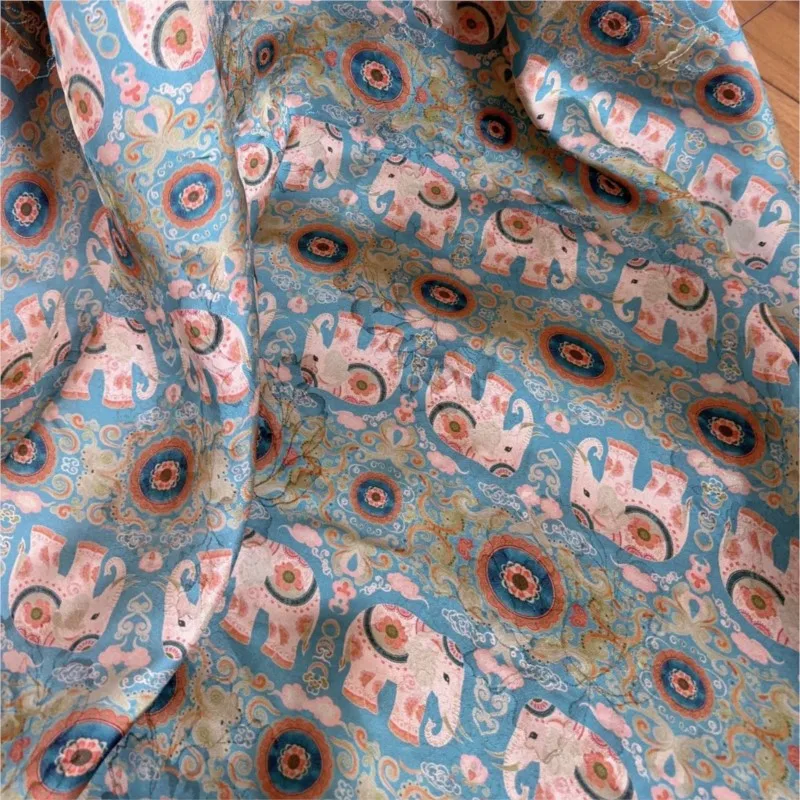 All-silk fragrant yunsha colored jacquard fabric traditional Chinese style fashionable cheongsam short-sleeved dress