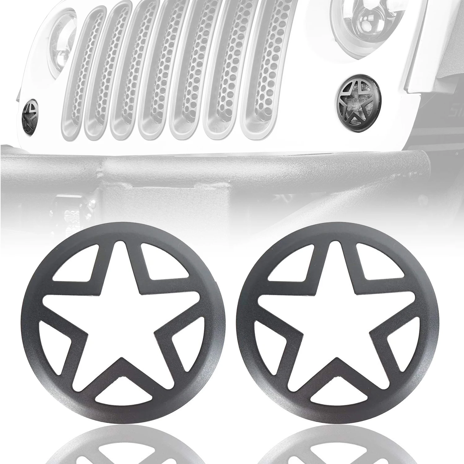 

Front Turn Signal Light Cover Guard Aluminum Star Lamp Blinker Insert Protector Sticker Trim For Jeep Wrangler JK JKU 2007-2017