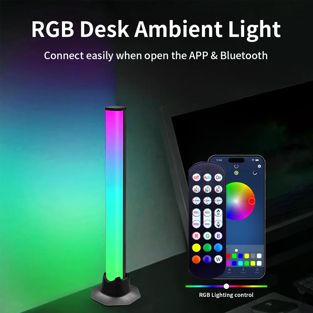 

LED 5V Smart Atmosphere Table Lamp with Ambient Light and Music Rhythm Suitable for Bedroom Living Room Night Light and E-Sports