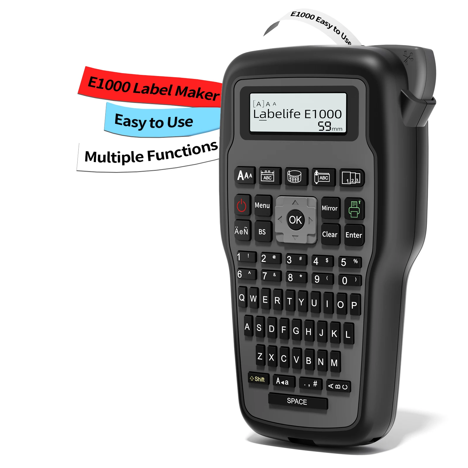 E1000 Pro Industrial Label Maker Machine with Tape - Handheld Labeler for Electricians & Network Technicians