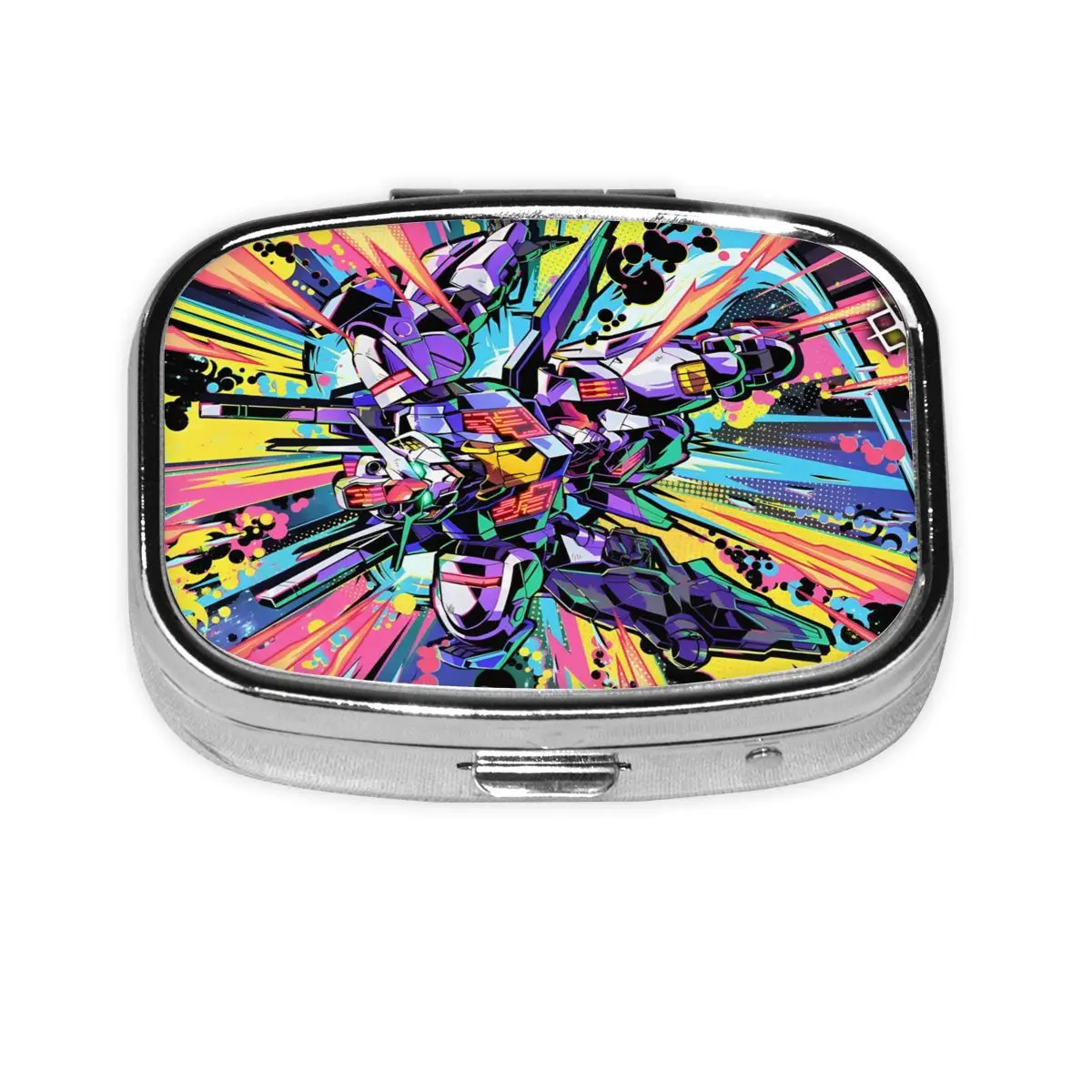 

Animes G-Gundams Small Portable Pill Case for Pockets Purse 2 Grids Medicine Organizer Storage Case Pill Box For Travel