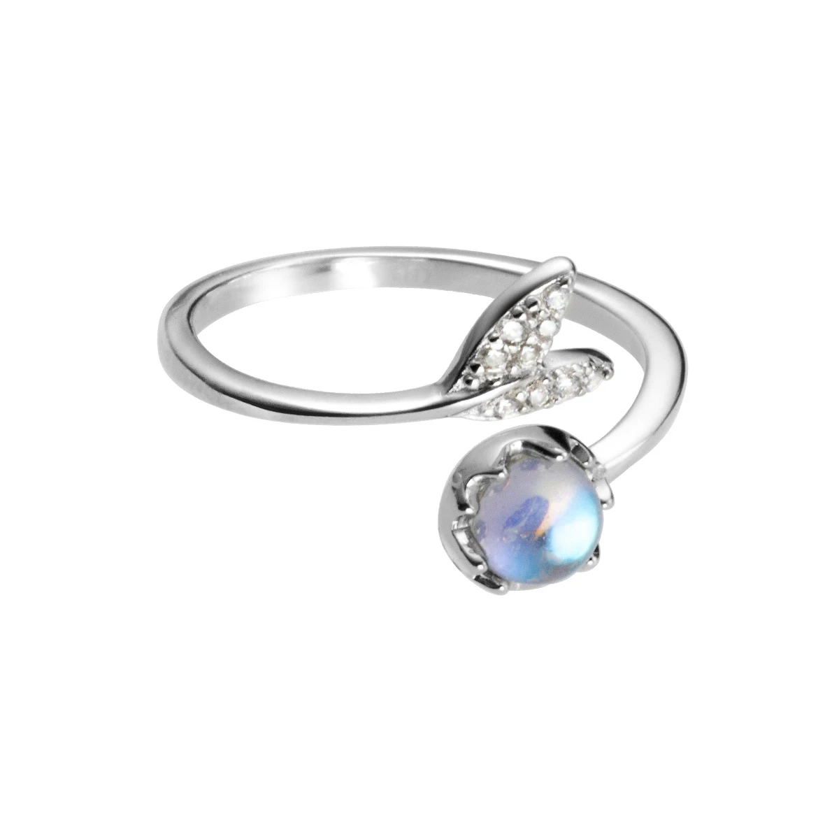 Modian Colorful Crystal Cute Mermaid Tail Open Adjustable Authentic Sterling Silver 925 Ring for Women Original Fine Jewelry