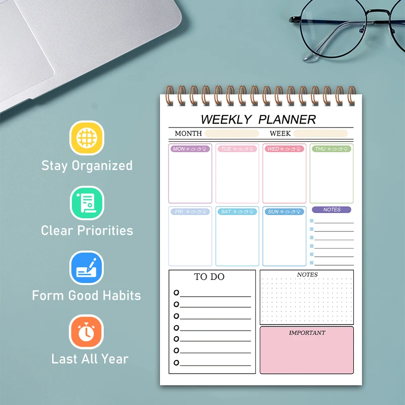 1 piece of weekly plan book, simple to-do list notebook, 8x5.6 \