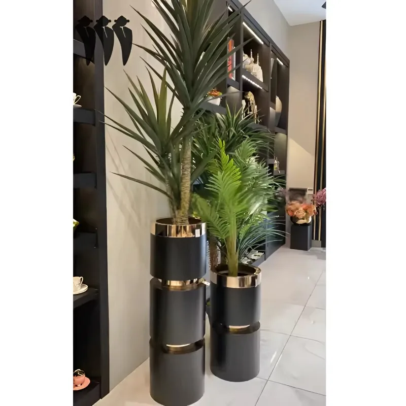 Modern Black & Gold Vase for Garden Decoration Wedding Parties Entryway Decorative Floor Large Flower Planters