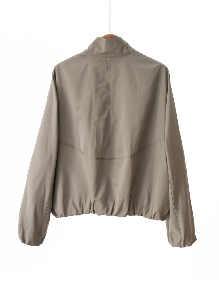 Pull-tab stand collar zipper short coat for women, 2026 autumn new relaxed, versatile and slimming business casual jacket top