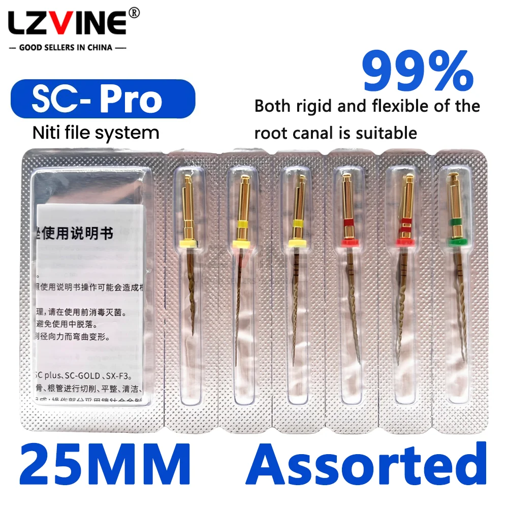 6Pcs/Box COXO 25mmDental Nickel Titanium Heat Activation Root Canal SC PRO File Endodontic Rotary Files Materials Dentistry SOCO