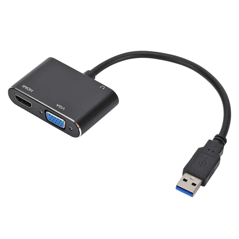 GRWIBEOU USB 3.0 to HDMI-compatible VGA Adapter 1080P Multi-Display 3in1 USB to HDMI-compatible Converter for Windows 7/8/10 OS